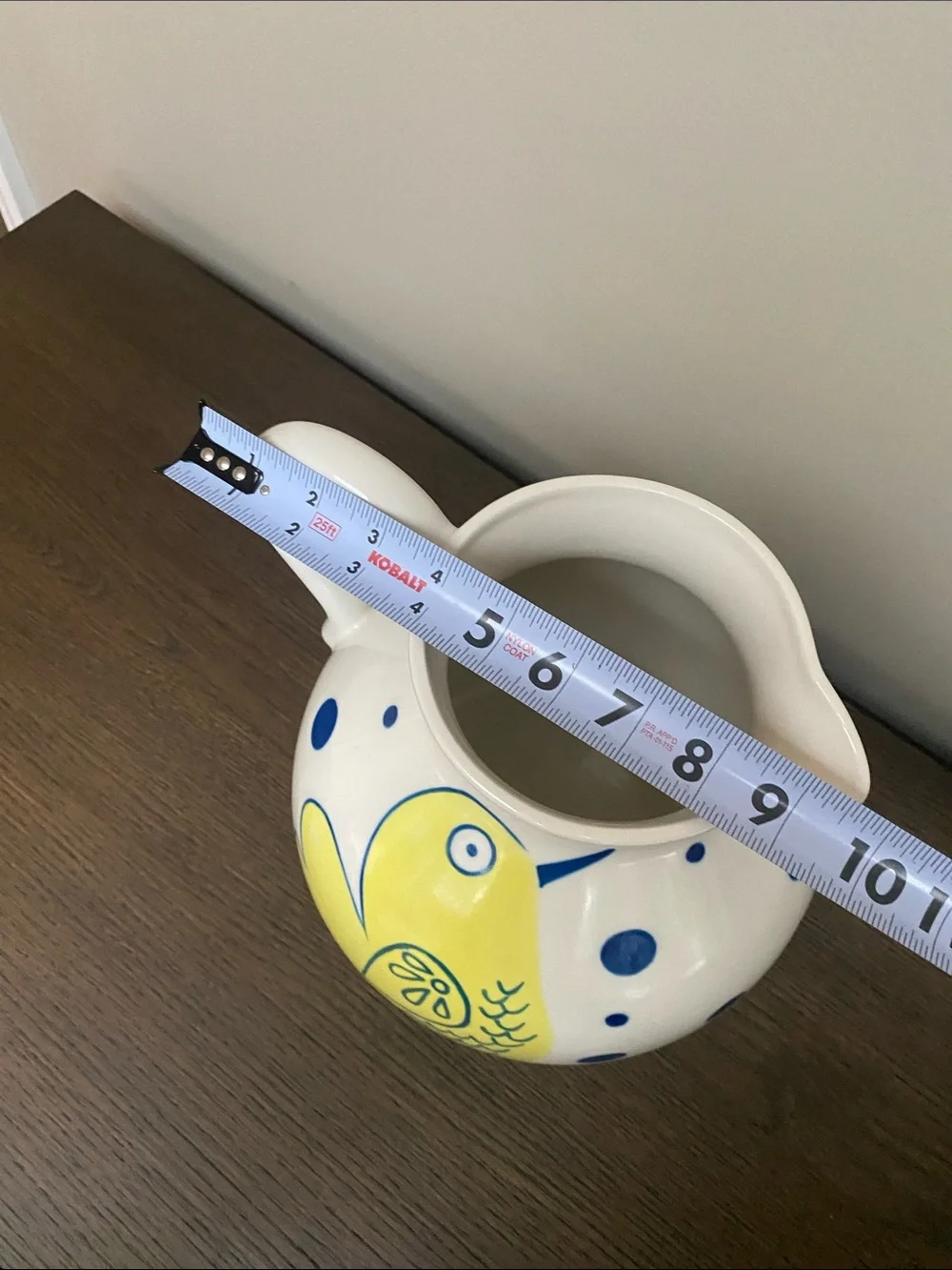 Anthropologie Biscuit hand painted Pottery Cute Chicken Wide Large Pitcher